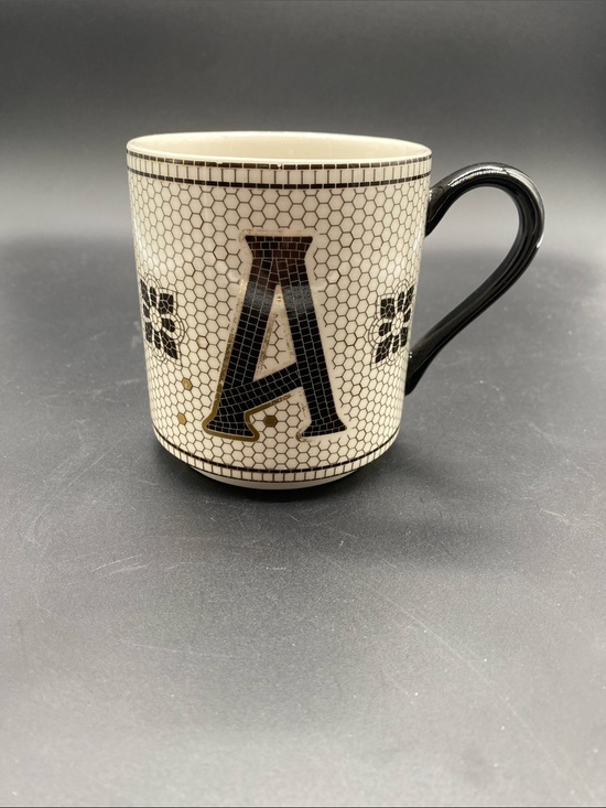 Anthropologie Other - Anthropology Tiled Cup Monogram “ A” White, Black, Gold
